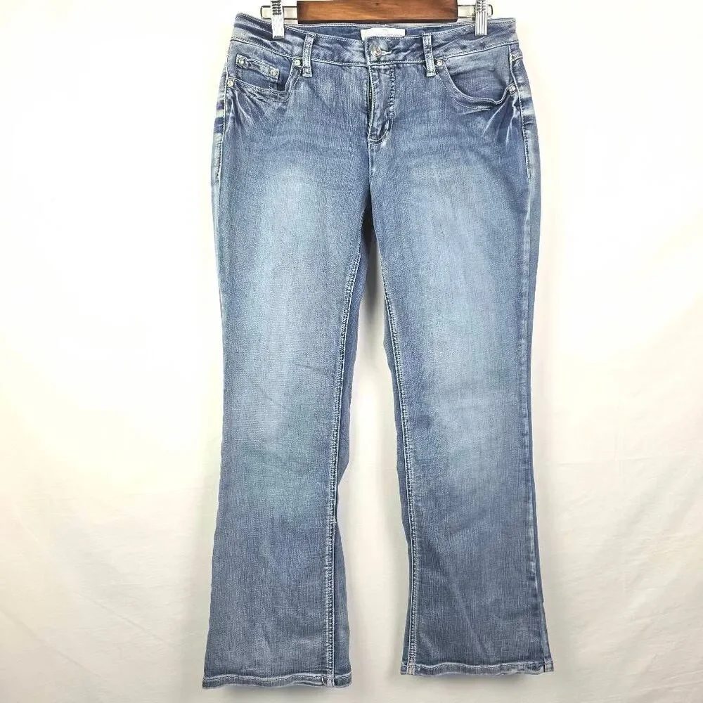 Cato Denim 12P Mid Rise Bootcut Embellished Pocket Jeans